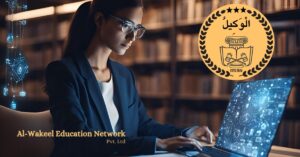 Law student using digital tools for AI and blockchain in legal education.