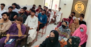 Students attending a legal lecture at Al Wakeel Institute, one of the top law colleges in Pakistan.