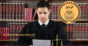 Law students in a courtroom during an LLB degree program.